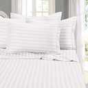 Elegant Comfort Wrinkle & Fade Resistant 1500 Thread Count - Damask Stripes Egyptian Quality Luxurious Silky Soft 4pc Sheet Set, Up to 16" Deep Pocket, Twin, White