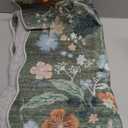 Washable Floral 2x4 Area Rug: Indoor Soft Scalloped Carpet for Entryway Kitchen Non-Slip Water Resistant Bathroom Laundry Floor Mat Low Pile Durable Nursery Door Mat Cute Home Decor(2x4 Floral/Green)