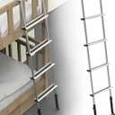 61.5" Pre-Assembled Bunk Ladder, Adjustable 3 Levels of Height, Aluminum RV Bunk Bed Ladder with 4 Anti-Slip Steps, Non-Slip Feet, 2 Fixing Methods(White)