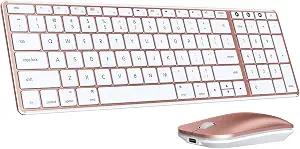 Wireless Keyboard and Mouse, Rechargeable Ultra Slim, White Gold
Quiet Full-Size Keyboard and Mouse Combo Set, for Laptop, PC, Notebook, Desktop, 2.4GHz Stable Connection, Ideal for Office