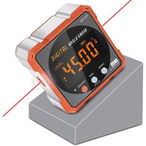 Digital Angle Finder Magnetic Electronic Angle Cube Dual Laser Gauge Digital Level with Slope Percentage Table Saw Miter Protractor Woodworking Measuring Tool Level Box for Hanging (Tangerine)