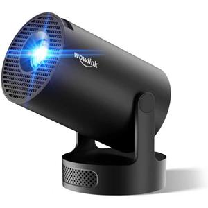 [Built-in Apps & 2025 Upgraded] Mini Projector with WiFi 6 and Bluetooth 5.4 Support 4K 1080P Auto Keystone 180 Rotatable Projector Portable Compatibile with HDMI/TV Stick/Memory Stick/Laptop, Black