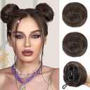 BOGSEA Space Buns Hair Pieces 1PCS Mini Claw Clip in Hair Bun Princess Leia Buns Hair Extension Updo Hairpieces for Women Girls (Dark Brown)