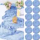 Buryeah 12 Pcs Cheesecloth Table Runner Boho Gauze Table Runner Bulk Rustic Cheese Cloth Long Romantic Tablecloth for Wedding Bridal Shower Birthday Decor(Light Blue,28 x 120 Inch)