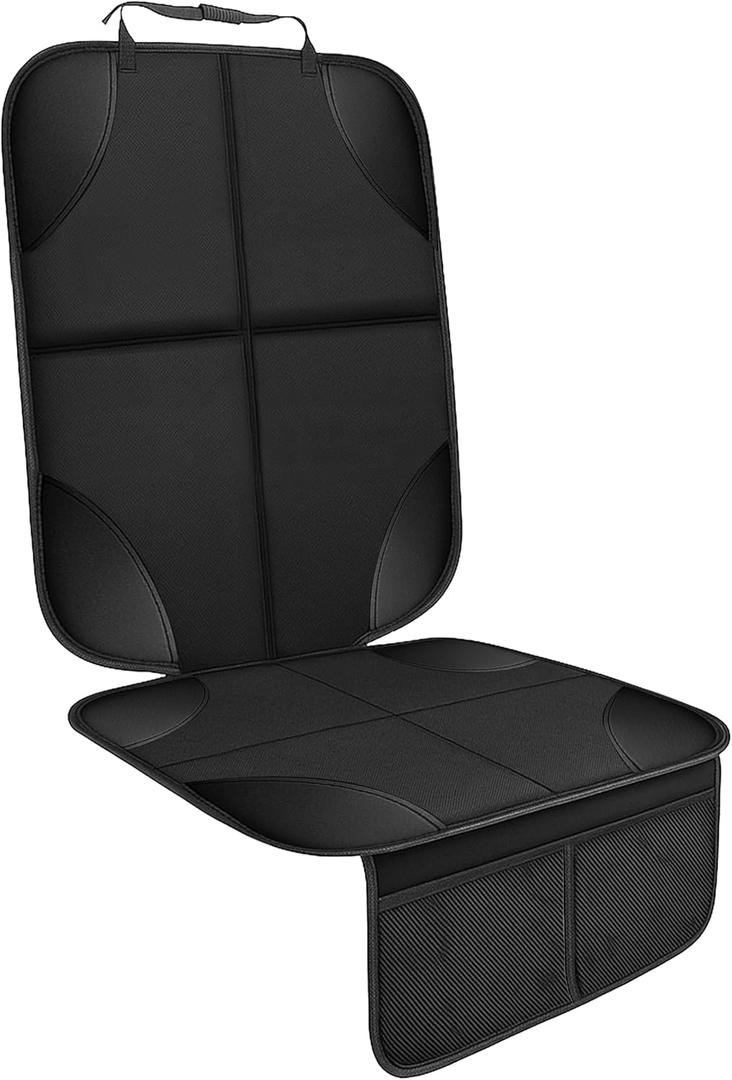 EcoNour Car Seat Protector 1 Pack, 600D Waterproof Non-Slip Seat Mat with Extra Thick Padding & Mesh Storage Pocket, Under Baby Car Seat or Pet, Protects Upholstery from Dirt & Damage