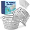 2-Pack Pool Skimmer Basket Replacement for Swimline Hydrotools 8928 & Olympic ACM88 Heavy Duty Strainer with 5 Filter Socks Fits Above Ground Pools (Top 6.18", Bottom 4.15"Height 2.78")
