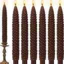Nuanchu 6 Pcs Pinecone Shaped Taper Candles Brown Pinecone Candle Autumn Table Centerpieces Harvest Candlesticks Gifts Fall Farmhouse Decoration for Dinner Holiday Autumn Thanksgiving Harvest