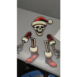 Soulchen 11 Inch Christmas Tree Topper Gothic Skull with Santa Hat Tree Topper Decor Christmas Trees Spooky Decor Skeleton Head Arms and Legs Ornaments for Home Funny Holiday Xmas Party Decorations