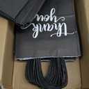 DjinnGlory 50 Pack Medium Sized Black Thank You Paper Bags with Handles 10x8x4 Inches and White Tissue Paper for Small Busines Wedding Baby Shower Graduation Party Favors Treats Goodies