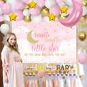 Cheereveal Twinkle Twinkle Little Star Baby Shower Decorations Girl Pink White and Gold Balloon Garland Kit Star and Moon Foil Balloons Backdrop Cake Toppers