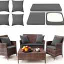 Waterproof 3-Piece Patio Sofa Cushion Cover Set - Replacement Covers for Outdoor Wicker Furniture, Bench & Seat Cushions with 4pcs Throw Pillow Cover