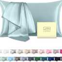 Mulberry Silk Pillowcase for Hair and Skin Standard Size 20"X 26" Pillow Case with Hidden Zipper Soft Breathable Smooth Cooling Silk Pillow Covers for Sleeping (Haze Blue,Standard,1Pcs)