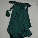 KIRUNDO Women's 2025 Summer Fall Satin Wedding Guest Midi Dress Off The Shoulder Wrap Party Cocktail Formal Prom Dresses (X-Large, Dark Cyan)