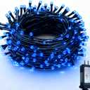 RPGT Christmas Light 500 LEDs 172ft Green Cable Wire Fairy String Outdoor Twinkle Lights Plug in 12 Modes for Xmas Tree, Party, Halloween, Indoor,Outdoor, Garden, Wedding, Home Decoration (Blue)