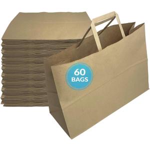 Reli. Paper Shopping Bags | 60 Pcs | Large 16"x6"x12" | Brown Paper Bags with Handles | Heavy Duty, 68 lbs Basis | Kraft With Wide Base | Take Out/To Go, Retail, Shopping, Restaurant