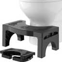 Foldable Toilet Stool for Adults, Non-Slip Bathroom Squatting Stool Portable Poop Stool Squat for Adult Kids Seniors, Toilet Assistance Potty Foot Step Stool, No Installation Required, Black