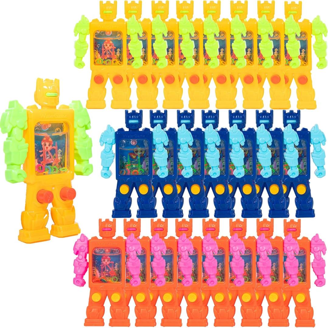 24 Pcs Robot Handheld Water Ring Toss Games for Kids Party Favors Goodie Bags Stuffers Return Gifts for Kids Birthday Classroom Prize Box Rewards Bulk, Halloween/Christmas Pinata Filler Toys