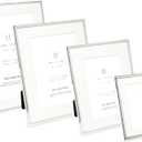 Isaac Jacobs 7x9 (Matted 5x7) Silver Metal Picture Frame, Classic Metal Photo Frame Made For Tabletop & Hanging Display, Home and Office Dcor, Photo Gallery and Wall Art (7x9 (Matted 5x7), Silver)
