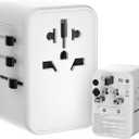 oviitech Universal Travel Adapter, International Power Adapter with 2 USB-C and 2 USB-A Ports, 70W Worldwide Travel Wall Charger for UK,Europe,USA,Australia.White.