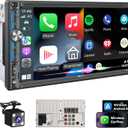 PLZ 7" Wireless Double Din Car Stereo Apple Carplay Radio Screen for Car Audio Receivers, Bluetooth 5.3 Car Play Android Auto Touchscreen, 240W 4.2 CHN 2 Subwoofers Outputs, Backup Camera, SWC, FM/AM