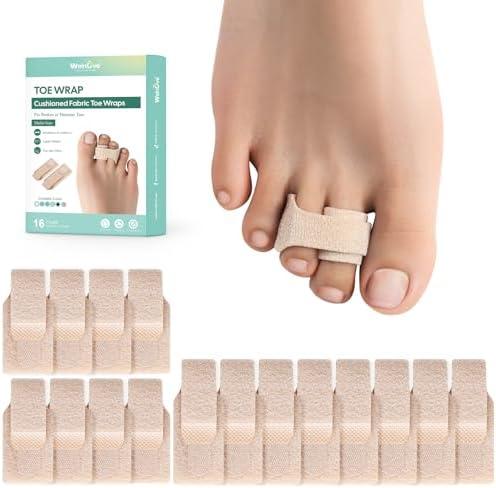 Welnove Hammer Toe Straightener - 16 Pack Broken Toe Wraps - Hammer Toe Corrector for Women - Toe Splints for Crooked Toes, Curled Toes, Bent Toes - (Multi-Size, Beige) Missing Pieces