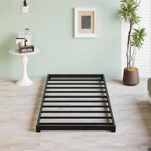3 Inch Low Twin Bed Frames Heavy Duty Metal Platform, No Box Spring Needed, Easy Assembly Mattress Foundation, No Noise, Black