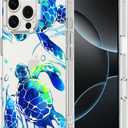 MOSNOVO Case for iPhone 16 Pro Max, [Buffertech 6.6ft Military-Grade Drop Protection] [Anti Peel Off Tech] Clear TPU Bumper Phone Case Cover Design - Sea Turtles