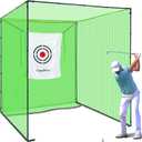 Gagalileo Golf Cage Net with Steel Frame and Target: 10X10X10FT Heavy Duty Practice Net for Backyard Driving & Indoor Driving Range Outdoor Training