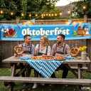 KatchOn, Oktoberfest Banner Outdoor - XtraLarge,120x20 Inch | Oktoberfest Decorations for Outdoor, Wall, Yard & Lawn | German October Fest Themed Party Decoration | Bavarian Flag Checked Hanging Banners