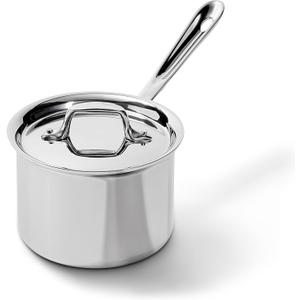 All-Clad D3 3-Ply Stainless Steel Sauce Pan with Lid 2 Quart, Induction, Oven Broiler Safe 600F, Multipurpose, Compatible w/ All Cooktops, For Restaurant or Home Kitchen, Pots & Pans, Cookware, Silver