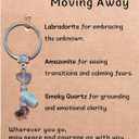 Small Natural Stones Keychain for Women Men, Emotional Support Gift, Stress Relief, Affirmation Gift Crystal Keyring, Moving Away