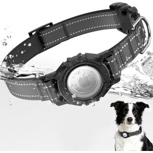 AirTag Dog Collar, Reflective Dog Collar with Airtag Holder, IP68 Waterproof Integrated Air Tag Dog Collars, Ultra-Durable, Comfortable Padded, GPS Tracker Collars for Dogs (Black, S) 