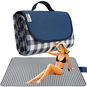K Y KANGYUN Outdoor Picnic Blankets 80" x 80", Extra Large Beach Blanket, Foldable Lightweight Waterproof Sand Mat, Picnic Blanket for Beach Camping Hiking Park Patio (Dark Blue, 80x80 inch)