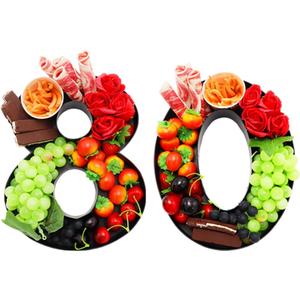 WENPACK 12inch Cardboard Number Fillable Cutouts Paper Mache for Charcuterie Sweet Food Birthday Treat (Black, 80)