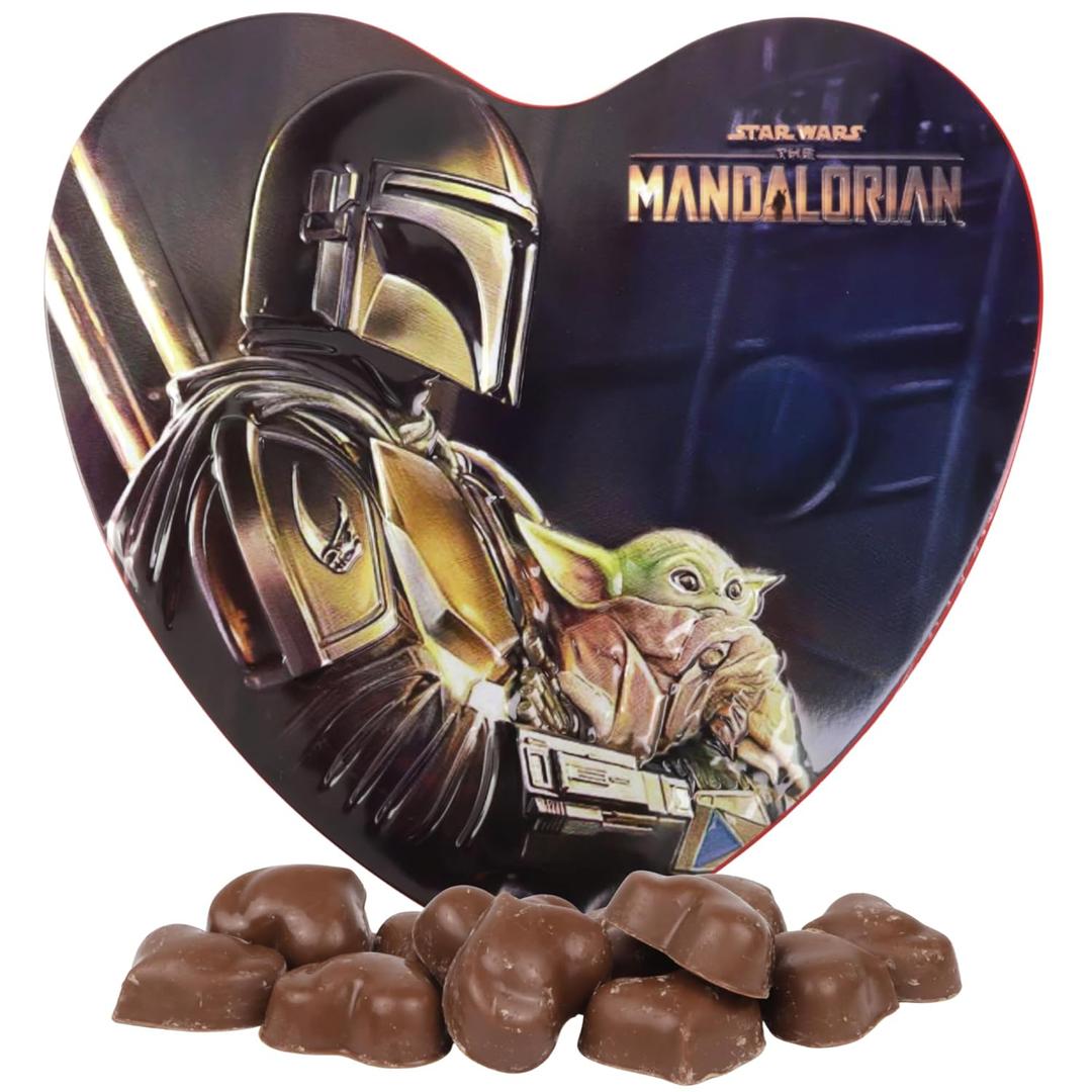 Mandalorian Heart Box, Milk Chocolates Inside, Seasonal Candy Gift, Easter Basket Stuffer, Reusable Container, 2.54 Ounces, BB: 8/10/2026