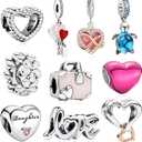 10 Pack Silver Charms for Bracelets and Necklaces Charms for Women Pendant Beads Set