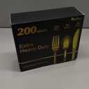 200 Count Heavy Duty Gold Plastic Silverware, 100 Forks, 50 Spoons, 50 Knives, BPA-Free, Heat Resistant, Disposable Plastic Utensils Set Cutlery Set, Plasticware Bulk