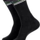 Cotton Cushioned Crew Socks, Patriotic & Thin Line Designs (Black)