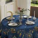 XCHI Green Castle Golden Lantern Stars and Moons Ramadan Mubarak Tablecloth Round Table Cloth Table Covers for Indoor Dining Home Party Decorations 70x70 Inch