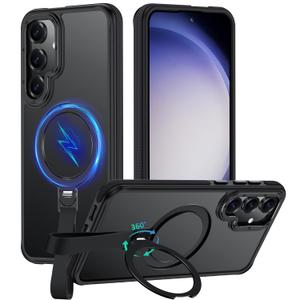 Mondelete for Samsung Galaxy S23 Plus Case with 360Spin Magnetic Stand-Finger Strap, [Fit for MagSafe] [Mil-Grade Protection], Non-Slip Shockproof Ring Holder Matte S23+ Plus Phone Case (Black)