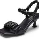 DREAM PAIRS Kitten Heels for Women Comfortable Low Heels Sandals Suqare Open Toe Cute Wedding Party Evening Prom Dance Strap Dress Pump Sandals Shoes (7, Black)