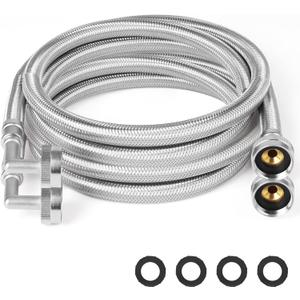 Washing Machine Hoses,5ft 2pack " Stainless Steel Braided Washer Hoses 90 Degree Eblow Burst Proof Water Supply Lines Universal Fit to Hot and Cold Connection