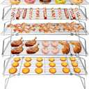 TeamFar Cooling Rack, 5-Tiers Stainless Steel Baking Cooling Wire Rack for Baking Roasting Cooking, Healthy & Firmly Weld, Stackable & Collapsible, Dishwasher Safe, 15x10