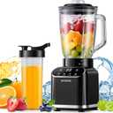 SHARDOR Professional Blender for Smoothies, 5 Functions, 1200 Peak Watts Smoothie Blender, 52 Oz Glass Jar & 24 Oz To-Go Cup Combo, Blenders for Smoothies, Ice and Frozen Fruit, Self-Cleaning