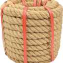 Natural Hemp Rope (1 in X 50 Ft) Twisted Manila Rope Thick Jute Rope for Crafts, Porch Swing Rope, Hemp Rope for Decor, Railing, Docks, Landscaping