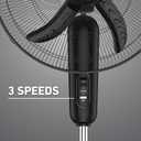 Holmes 18 Inch Oscillating Stand Fan 3 Speed Powerful Airflow Adjustable Height 30 Degree Tilt Wide Angle Cooling Quiet Operation for Bedroom Living Room Home Office Gym Black