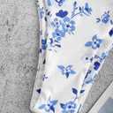 ZAFUL Women's Ditsy Floral Printed Swimsuit Underwired Knotted String Triangle Bikini High Cut Cheeky Bikini Set (S)