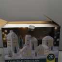 Christmas Decorations Indoor - Christmas Village Sets of 5 Ceramic Houses with LED Lights Remote and 9 Trees - Winter Rustic Farmhouse Home Holiday Xmas Decor for Mantel Tabletop Room