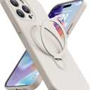 Magnetic Stand for iPhone 12 Pro Case, Liquid Silicone Case, [Compatible with MagSafe][Built-in Kickstand&Ring Holder] Anti-Scratch Soft Microfiber Lining, Stone