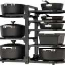 Fovkdcvw Adjustable Heavy Duty Pots and Pans Organizer Under Cabinet, 8-Tier Pot and Pan Organizers Inside Cabinet, Kitchen Cabinet Organizers and Storage, Black